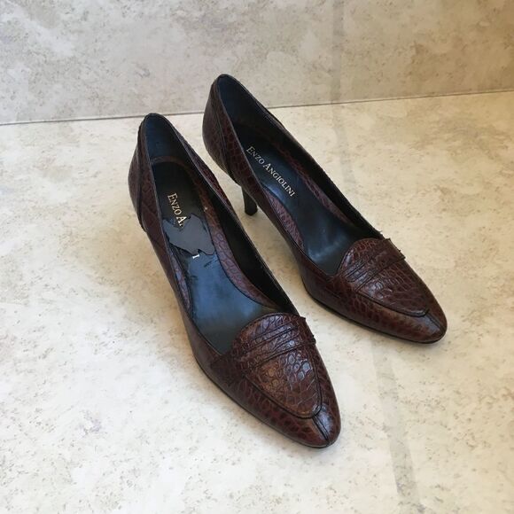 ENZO ANGIOLINI LEATHER HEELS IN CROCODILE‎ - Picture 1 of 7